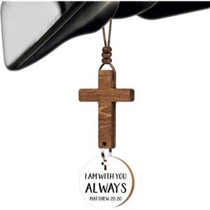 Christian cross car mirror hanging ornament rearview bible verse car accessory